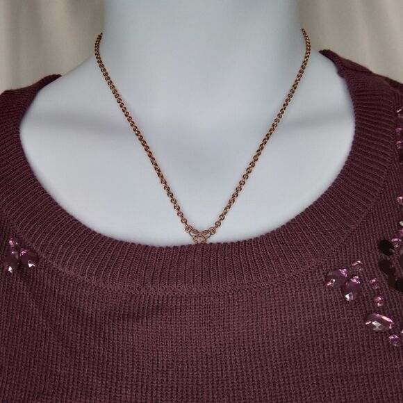 ROZ & ALI Crew Neck Eggplant Rhinestone Sweater 1X - Picture 3 of 6